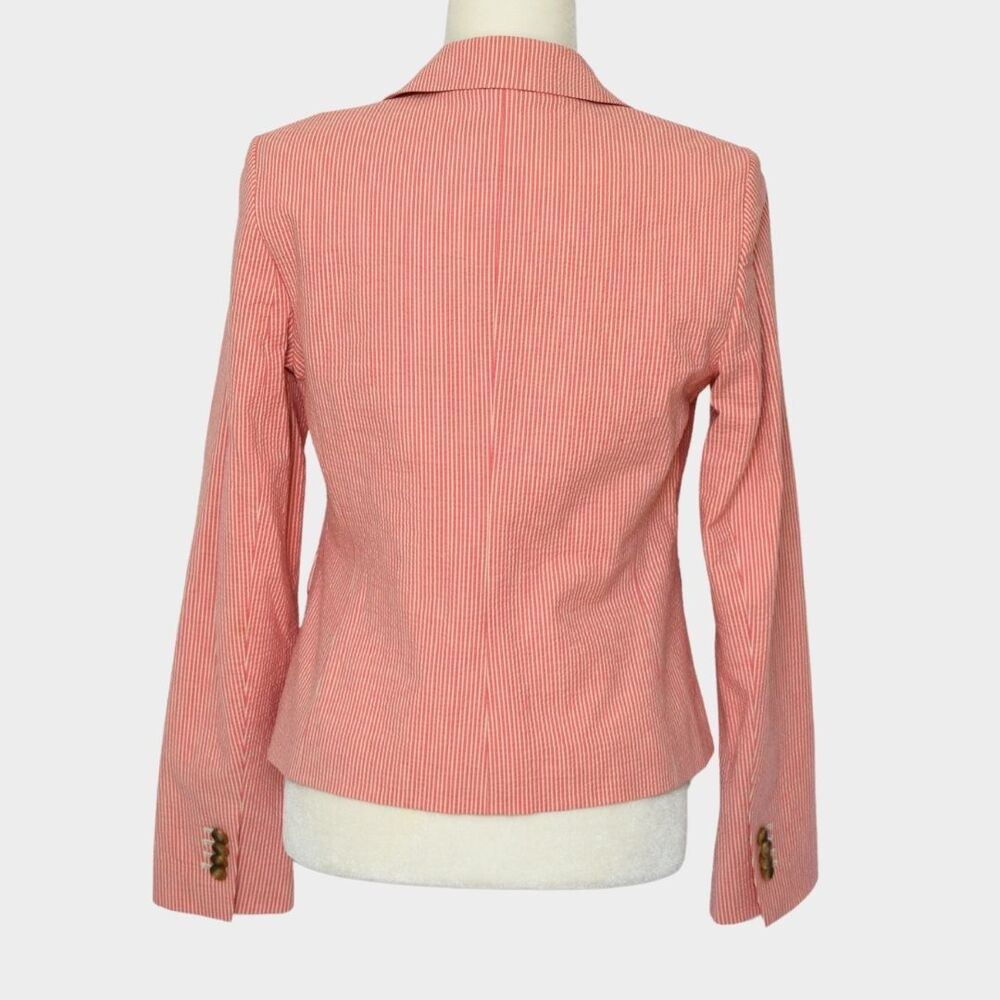 ANN TAYLOR Women's Pin Striped Coral White Blazer Size 4 - Picture 4 of 10